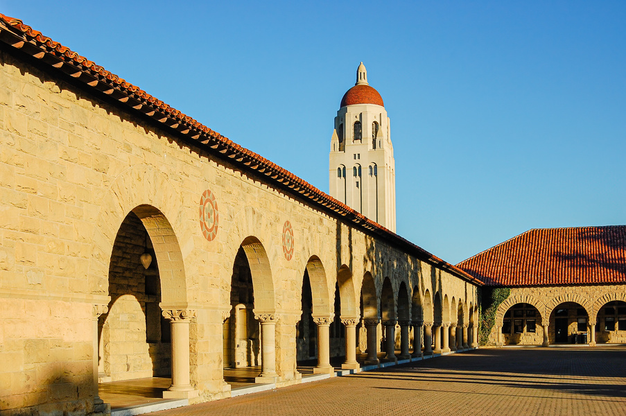 Hoover Tower, Stanford University against the blue sky